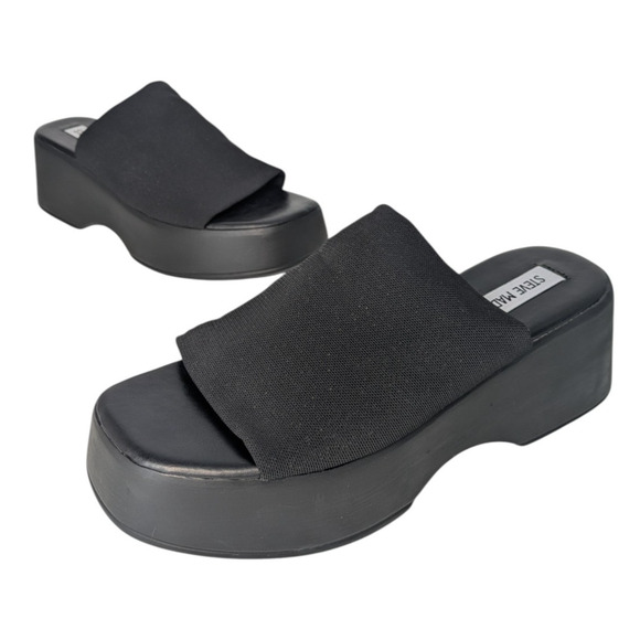 Steve Madden Slinky 30 Black Platform Wedge Slip On Sandal Nwot Size 6 Y2K - Picture 1 of 7